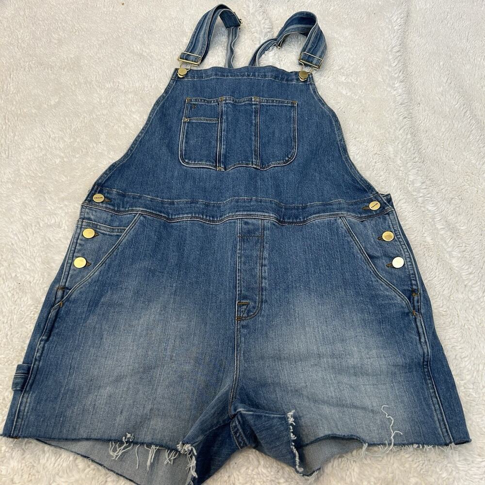 Frame Women’s Overall Shorts Cotton Blue Denim Sz L Cottage Soft Boho Clean